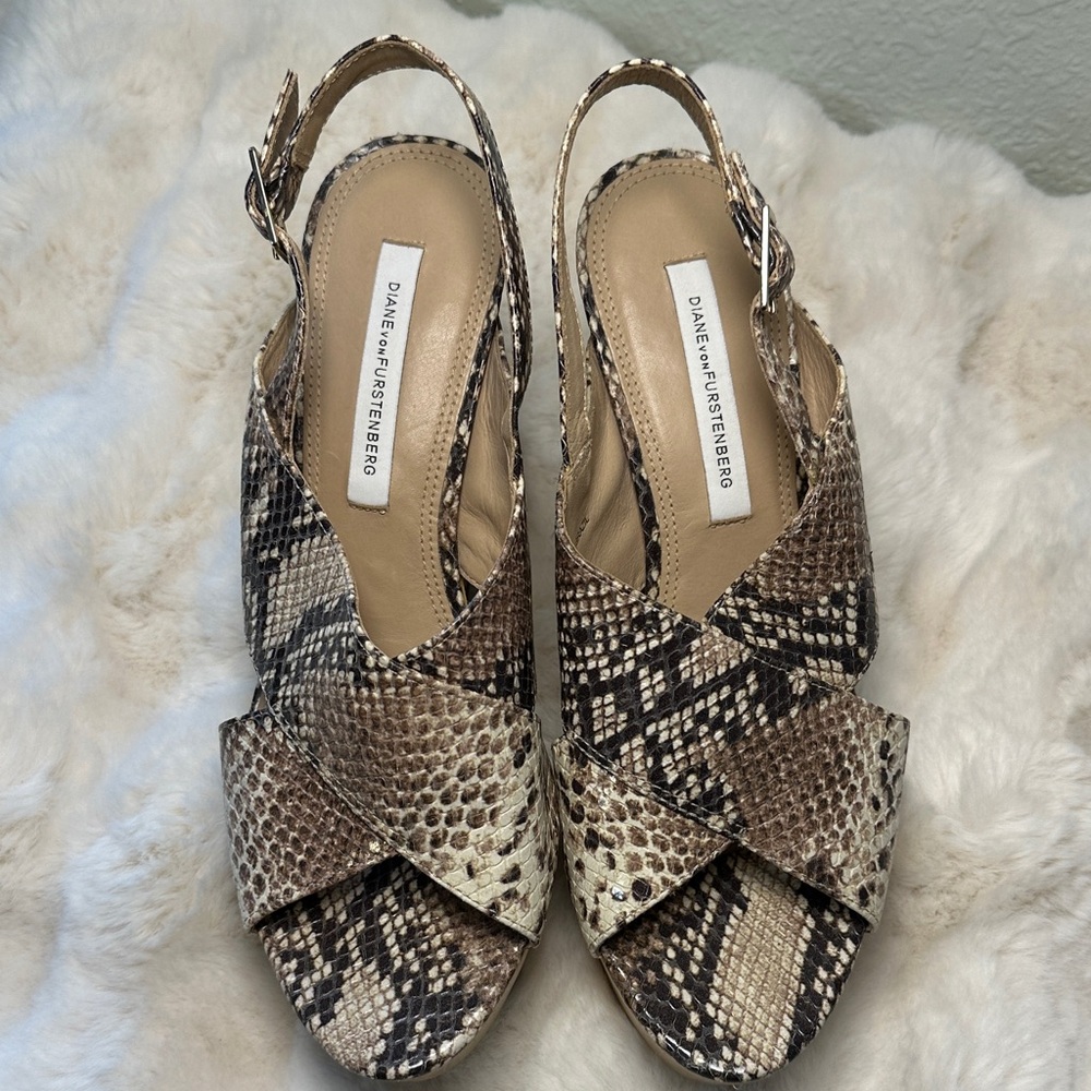 Diane Von Furstenberg Liberty Snake Print Platform Sandals